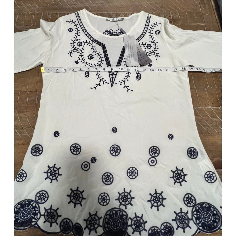 Solitaire Women’s Embroidered Tunic Top NWT Boho Peasant Blouse Cut Out Designs - Picture 8 of 9